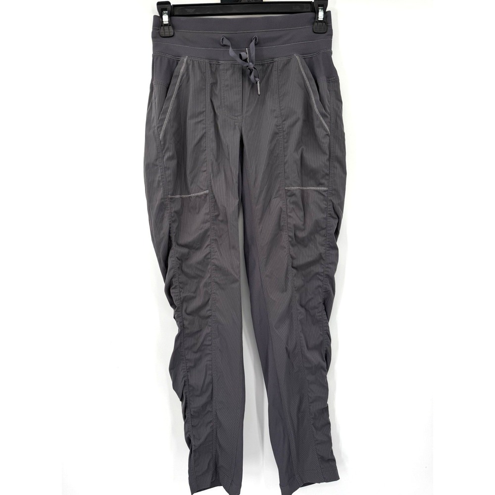 Lululemon Studio‎ Pant III Women Size 4 Grey Pinstripe Ruched Unlined Joggers